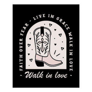 Christian country girl faith quotes cowgirl black poster