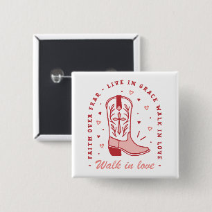 Christian country girl quotes pink cowgirl boot 2 inch square button