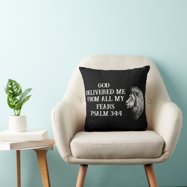 Christian Courage Biblical Inspirational Message  Throw Pillow (Chair)