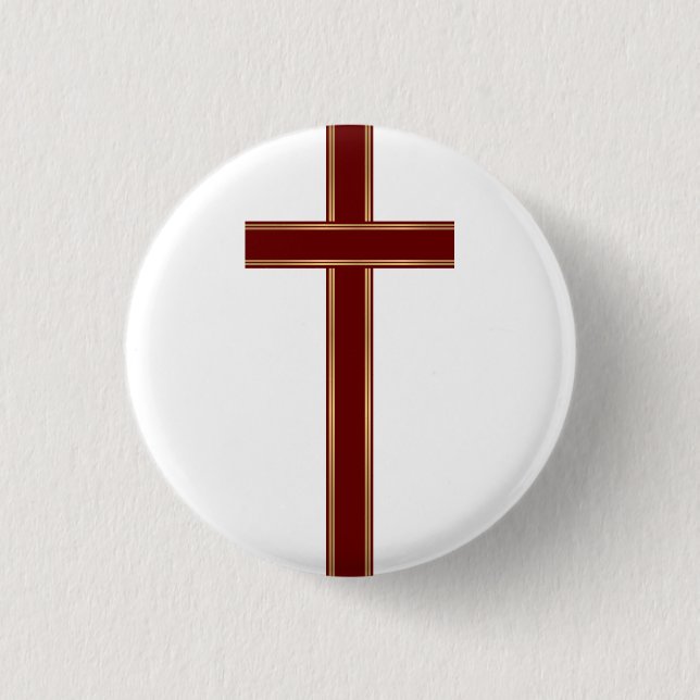 Christian cross 1 inch round button (Front)