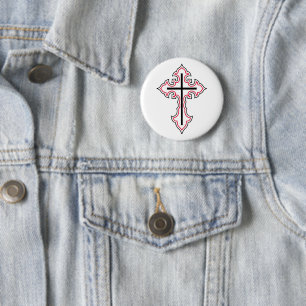 Christian cross 2 inch round button