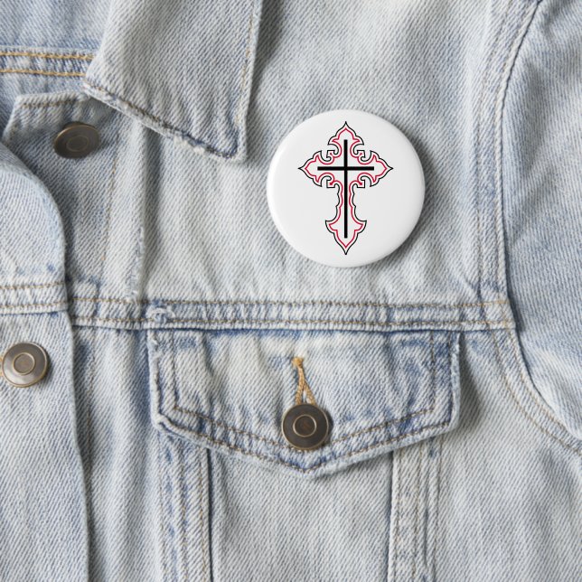 Christian cross 2 inch round button (In Situ)