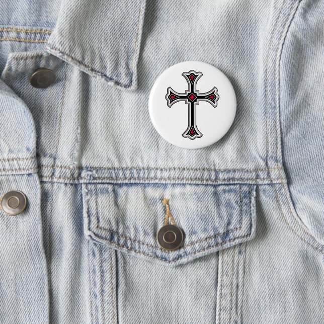 Christian cross 2 inch round button (In Situ)