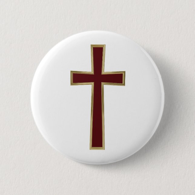 Christian cross 2 inch round button (Front)
