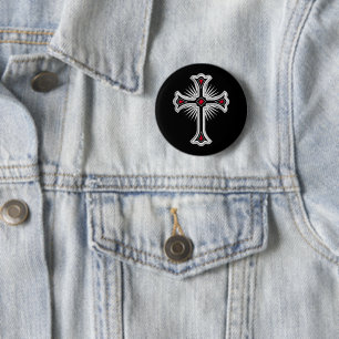 Christian cross 2 inch round button