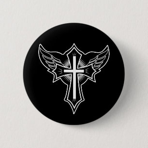 Christian cross 2 inch round button