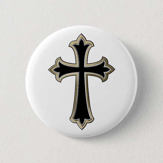Christian cross 2 inch round button (Front)