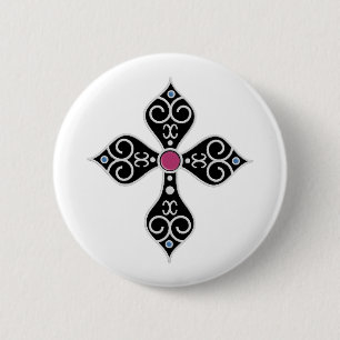 Christian cross 2 inch round button