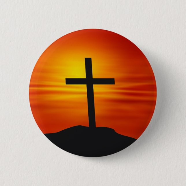 CHRISTIAN CROSS 2 INCH ROUND BUTTON (Front)