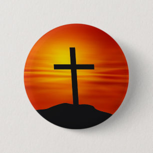 CHRISTIAN CROSS 2 INCH ROUND BUTTON