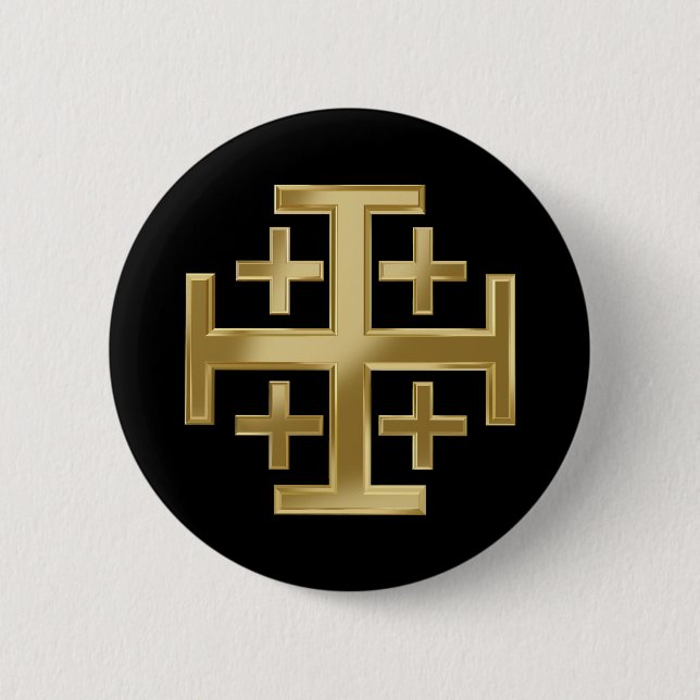 Christian cross 2 inch round button (Front)