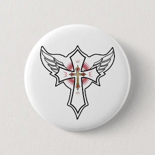 Christian cross 2 inch round button