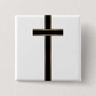 Christian cross 2 inch square button