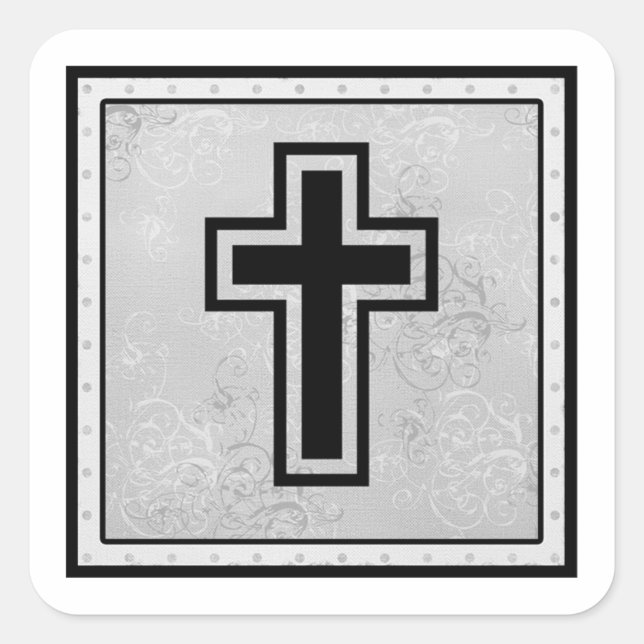 Christian Cross 2 Square Sticker (Front)