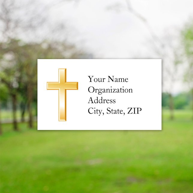 Christian Cross 3.5" x 2.0 Business Cards Standard (Gold cross, symbol of Christian faith. Customize with your text. )