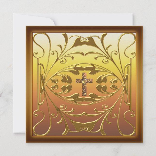 Christian Cross 50th Wedding Anniversary Party Inv Invitation (Front)