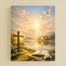 Christian Cross and Bible Sunrise