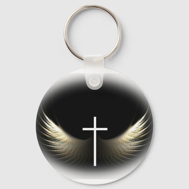 Christian Cross and Holy Spirit Inspirational Keychain (Front)