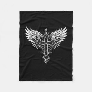 Christian Cross Angel Religious  Fleece Blanket