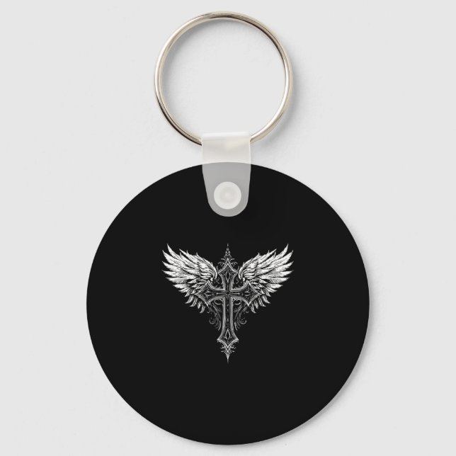 Christian Cross Angel Religious  Keychain (Front)