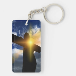 Christian Cross at Easter Sunrise Service Keychain
