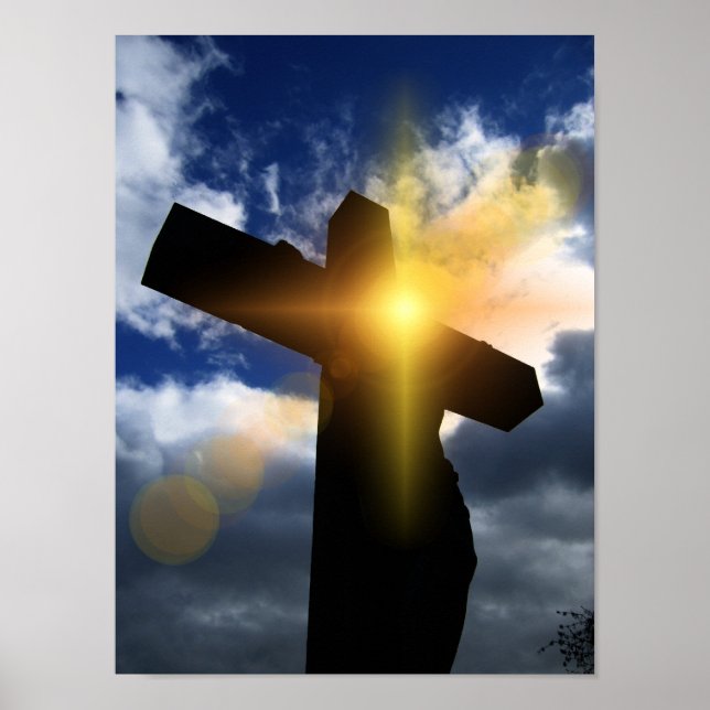 Christian Cross at Easter Sunrise Service Poster (Front)
