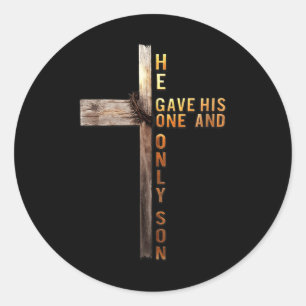 Christian Cross Bible John 3_16 Reflection 0l3q48  Classic Round Sticker