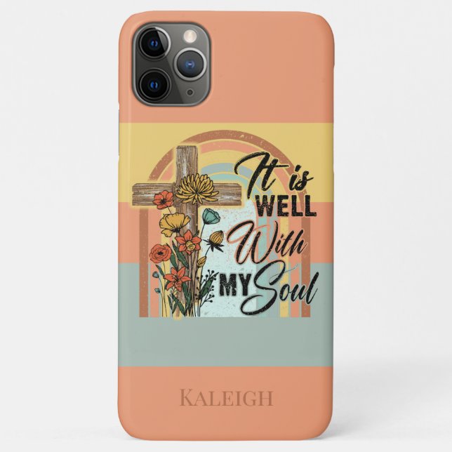 Christian Cross Bible Song It Is Well Rainbow Case (Back)