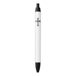 Christian cross black ink pen