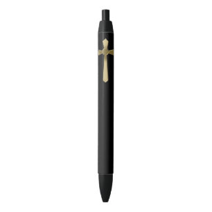 Christian cross black ink pen