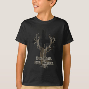 Christian Cross Camo Hunt Hard Pray Harder Deer Hu T-Shirt