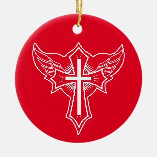 Christian cross ceramic ornament (Front)