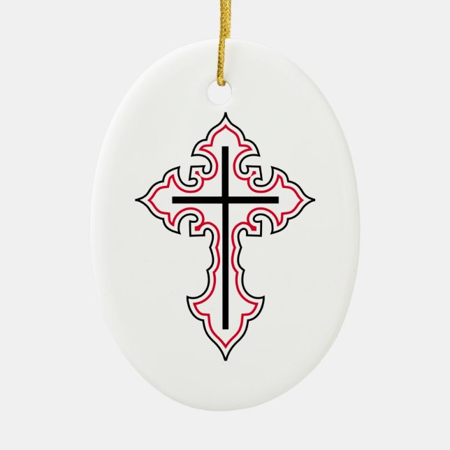 Christian cross ceramic ornament (Front)