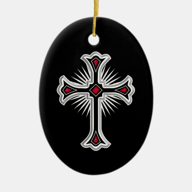 Christian cross ceramic ornament (Front)