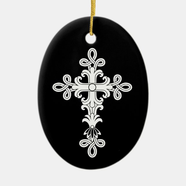 Christian cross ceramic ornament (Front)