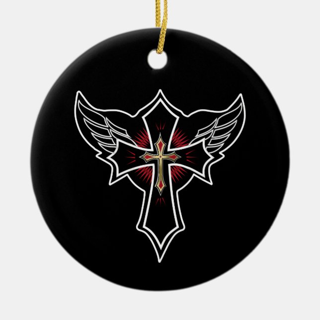 Christian cross ceramic ornament (Front)