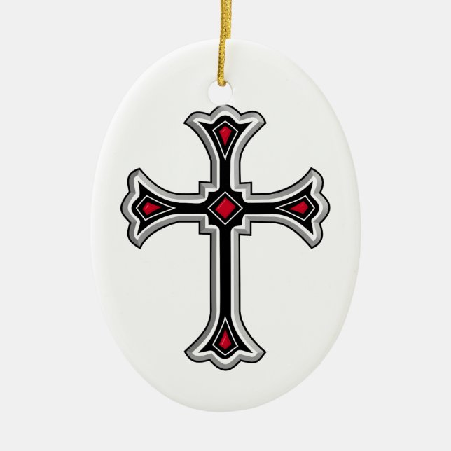Christian cross ceramic ornament (Front)
