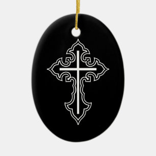 Christian cross ceramic ornament