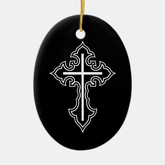 Christian cross ceramic ornament (Front)