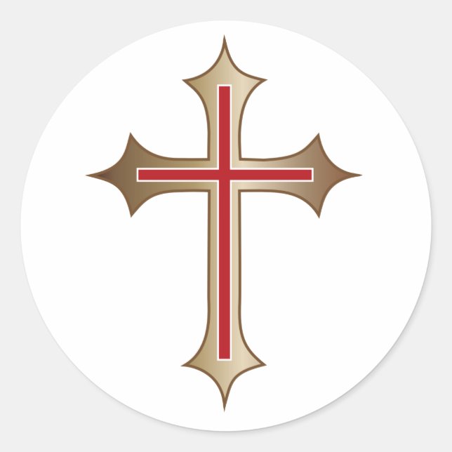 Christian cross classic round sticker (Front)
