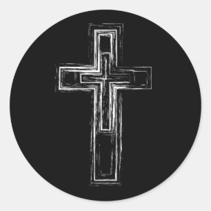Christian cross classic round sticker