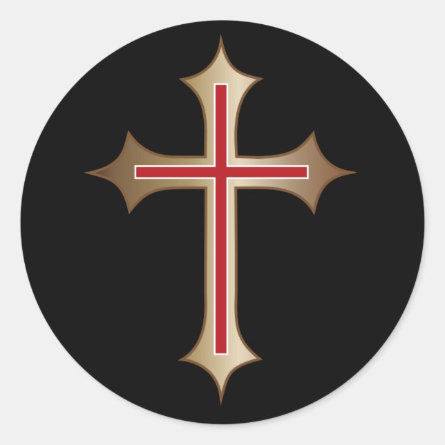 Christian cross classic round sticker (Front)