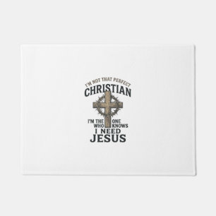 Christian Cross Crown of Thorns Vintage Faith Shir Doormat