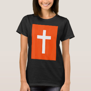 Christian Cross Crucifix Orange Background Jesus F T-Shirt