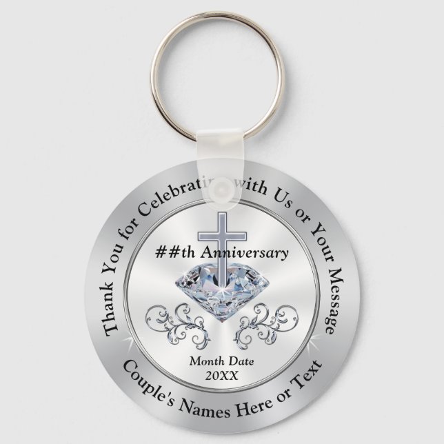 Christian Cross,  Diamond Anniversary Party Favour Keychain (Front)