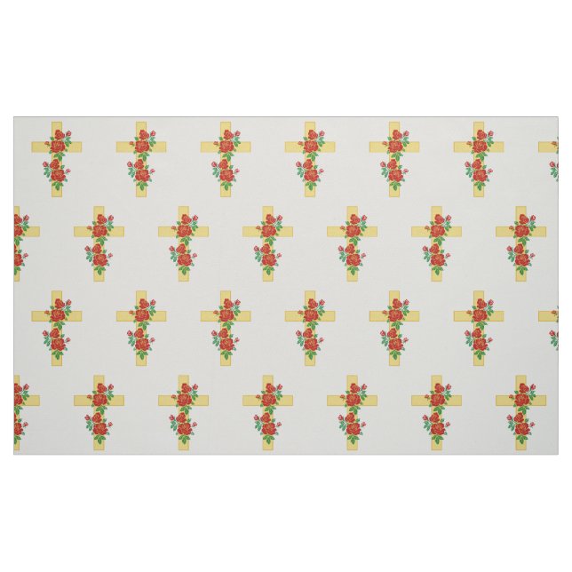 christian cross fabric with flowers (Fat Quarter)