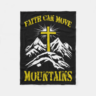 Christian Cross Faith Can Move Mountains Fleece Blanket