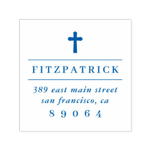 Christian Cross   Family Name Return Address Self-inking Stamp