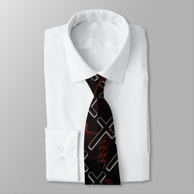 Christian Cross Flames Tie (Tied)