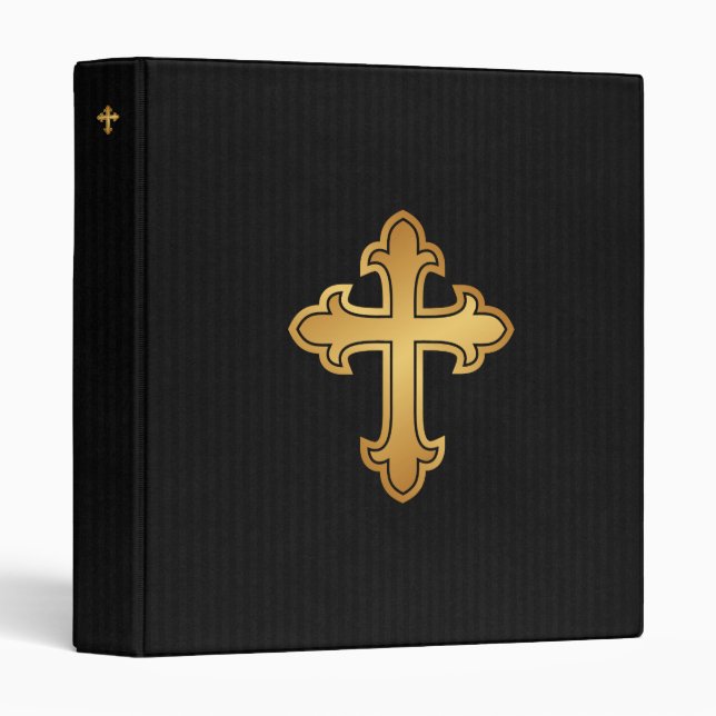 Christian Cross Fleury Gold on Black Binder (Front/Spine)